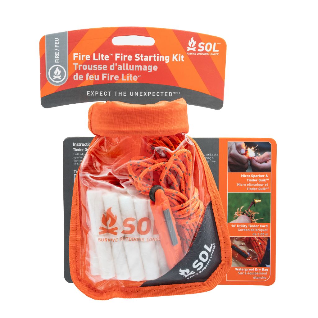 EMERGENCY SURVIVAL FISHING KIT WITH FIRE STARTER & FIRE PLUGS bug-out-bag