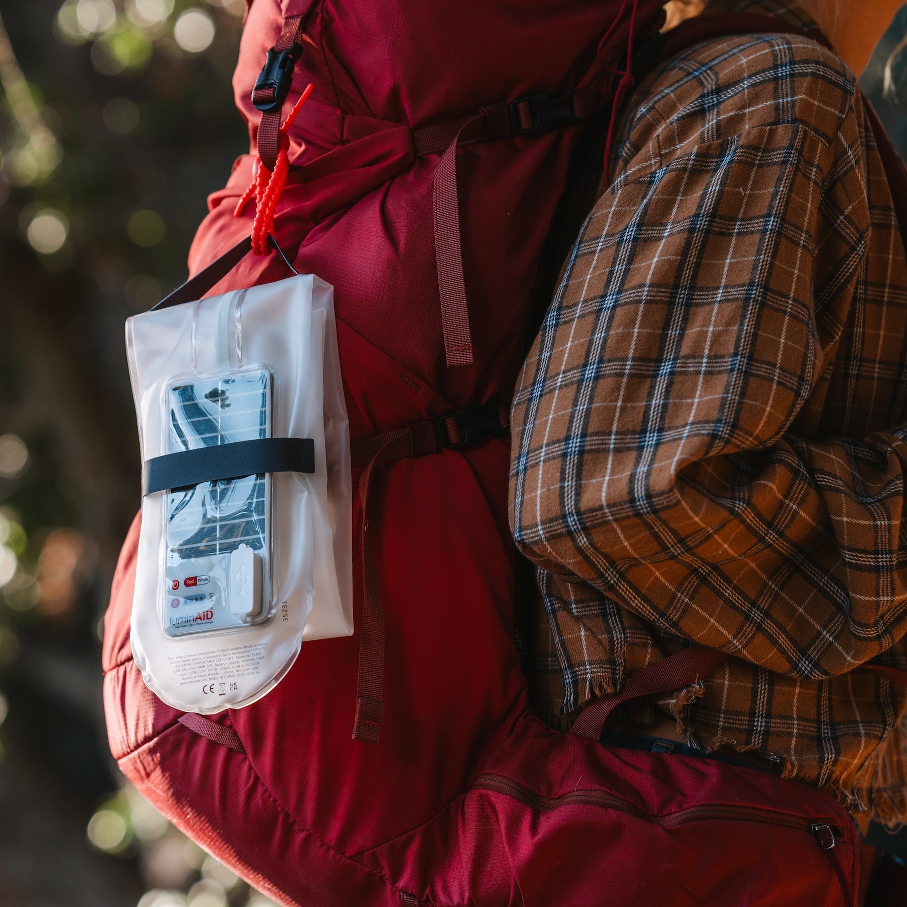 Solar beam on a backpack