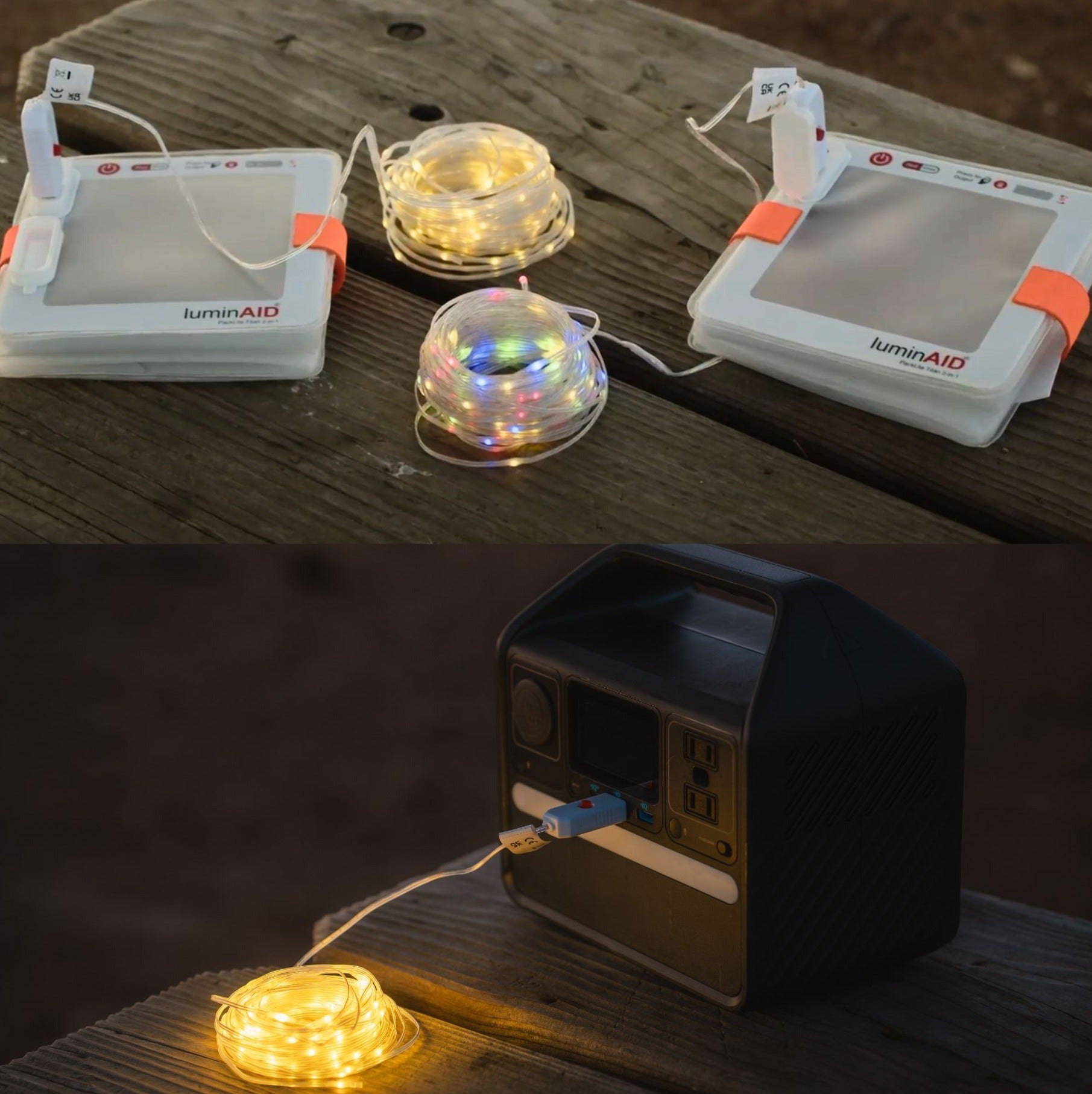 USB string lights can be plugged into any USB power source